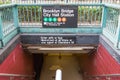 Entrance to Brooklyn Bridge City Hall Subway Station in New York Royalty Free Stock Photo